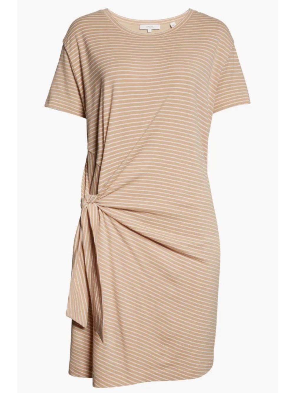 Vince Side Tie Striped Beige Tee Dress Size XS